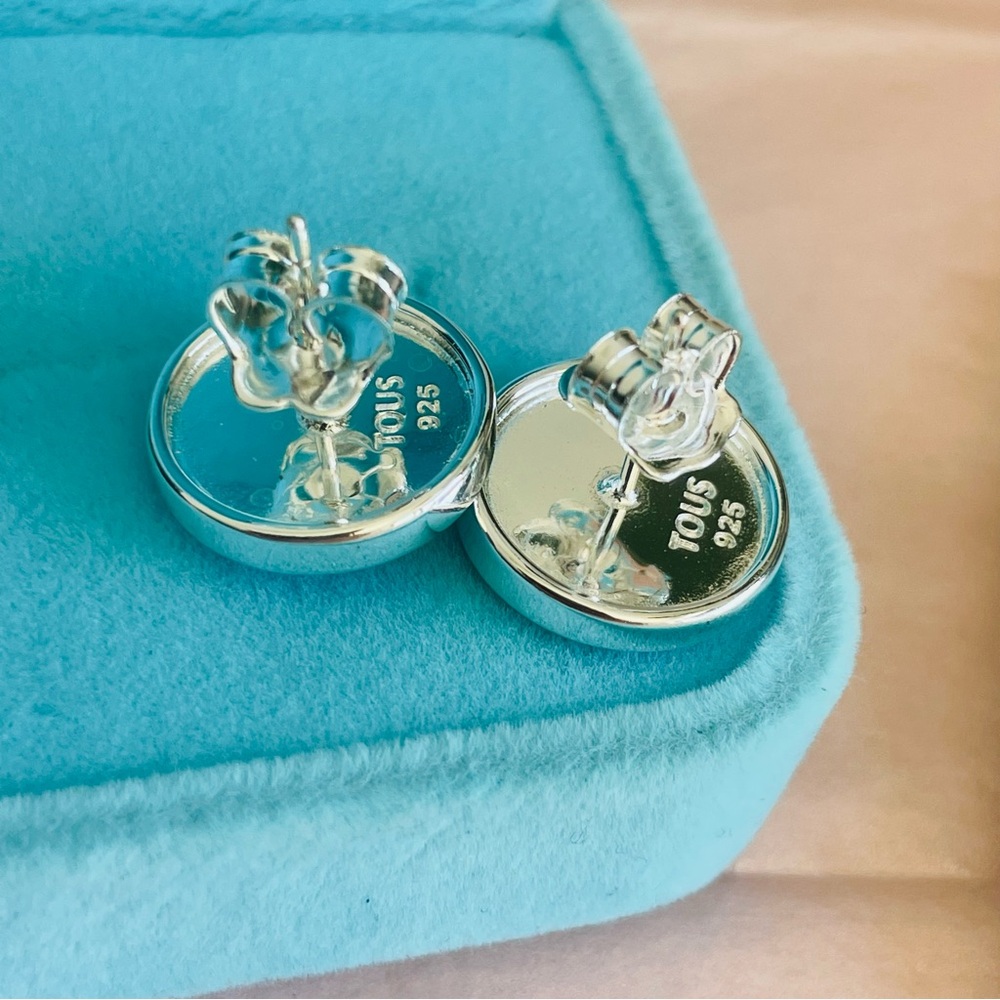 Tous Silver Turquoise Muffin Silver Bear Button Earrings - Picture 4 of 15